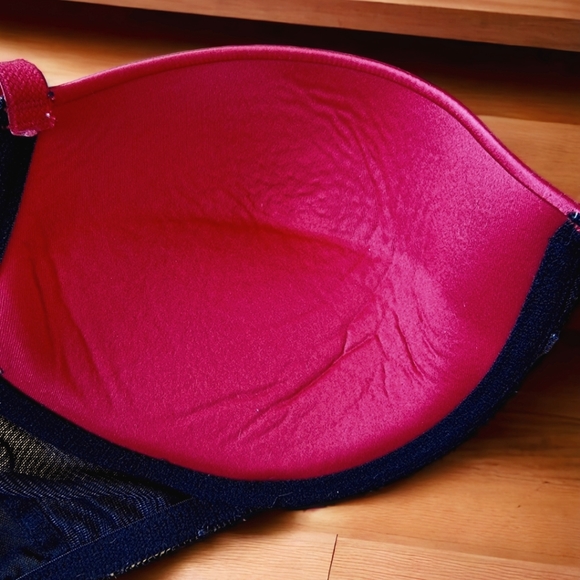 3/$40 Gilligan & Omalley Push-up Padded Bra 34D Red Black Lace Rhinestones ♥️ - Picture 5 of 7